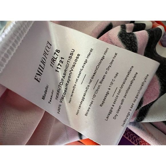 EMILIO PUCCI Pink Abstract Print Long Sleeve Knee Length Jersey Dress Size 10 - Picture 9 of 10